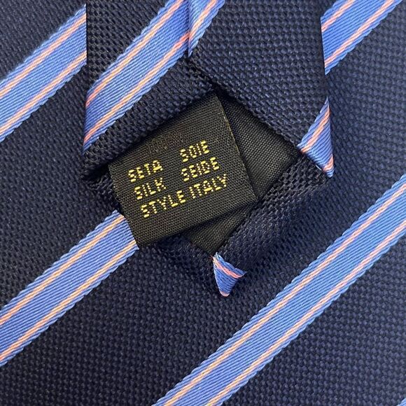 Ermenegildo Zegna Stripes Silk Ties Blue Pink Green - Picture 4 of 5